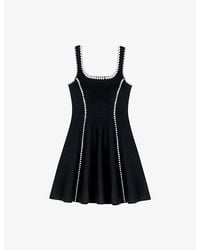 Maje - Sleeveless Flared-Skirt Knitted Mini Dress - Lyst