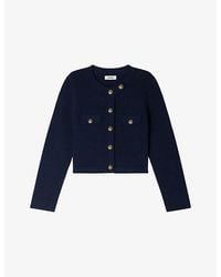 Sandro - Cropped Ribbed Knitted Cardigan - Lyst