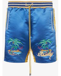 Rhude - Vy Souvenir Brand-embroidered Satin Shorts - Lyst