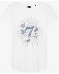 The Kooples - Rhinestone-embellished Cotton And Modal T-shirt - Lyst