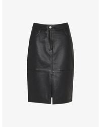 Whistles - Split-Hem Mid-Rise Leather Midi Skirt - Lyst