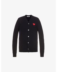 COMME DES GARÇONS PLAY - Heart-embroidered Wool Cardigan - Lyst