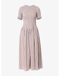 Amy Lynn - Beatrix Checked Cotton-Blend Midi Dress - Lyst