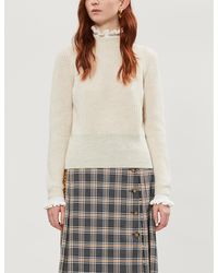 Sandro Ruffled Wool-blend Knit Jumper - Natural