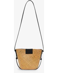 AllSaints - Tural Ebro Logo-patch Straw And Leather Crossbody Bag - Lyst
