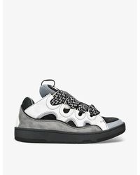 Lanvin - Curb-lace Leather, Suede And Mesh Trainers - Lyst