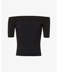 Alexander McQueen - Off-shoulder Ribbed Knitted Top - Lyst
