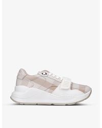 Burberry - Ramsey Check-print Cotton And Leather Low-top Trainers - Lyst