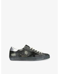 Golden Goose - Super Star Branded Suede Low-Top Trainers - Lyst