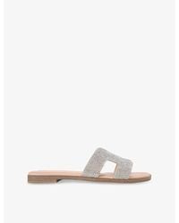 KG by Kurt Geiger - Raven Bling Faux-Leather Flat Sandals - Lyst