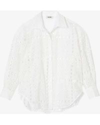 Sandro - Brodierie-anglaise Long-sleeve Woven Shirt - Lyst