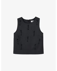 Ro&zo - Sleeveless Bead-Embroidered Woven Shell Top - Lyst