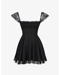 House Of Cb - Kaia Square-Neck A-Line Woven Mini Dress - Lyst