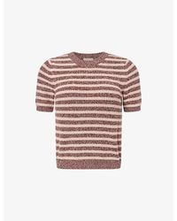 ME+EM - Short-Sleeve Striped Cotton-Knit Top - Lyst