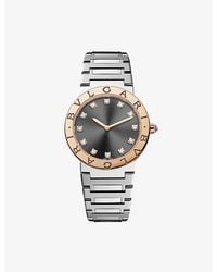 BVLGARI - Stainless-Steel, 18Ct Rose- And Diamond Quartz Watch - Lyst