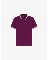 BOSS - Brand-Embroidered Striped-Trim Cotton-Piqué Polo Shirt - Lyst