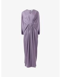 eem - Marked-Waist Drape Satin Maxi Dress - Lyst