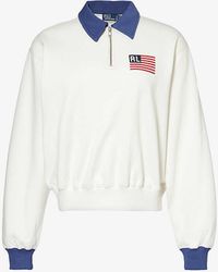 Polo Ralph Lauren - Flag Logo-print Cotton-blend Top - Lyst