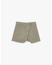 Maje - Wrap-Front Pinstriped Linen-Blend Shorts - Lyst