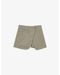 Maje - Wrap-Front Pinstriped Linen-Blend Shorts - Lyst