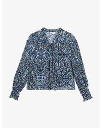 Ted Baker - Florrei Kaleidoscopic-print Pleated Recycled Polyester-blend Blouse - Lyst