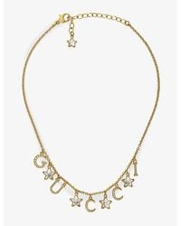 Gucci - Script Gold-tone Brass, Crystal And Glass Necklace - Lyst