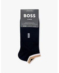 BOSS - Branded Pack Of Two Cotton-Blend Socks - Lyst