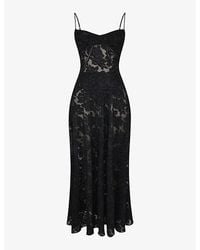 House Of Cb Samaria Corseted Woven Midi Dress in Black | Lyst