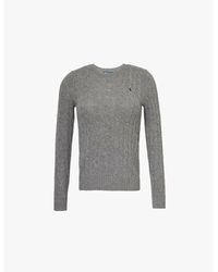 Polo Ralph Lauren - Logo-Embroidered Cable-Knit Wool And Cashmere Jumper - Lyst