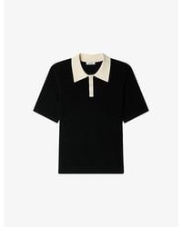 Sandro - Contrast-Collar Stretch-Knit Polo Shirt - Lyst