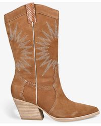 Dolce Vita - Lawson Sunburst-embroidered Leather Heeled Cowboy Boots - Lyst