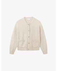 The White Company - Stitch-Trim Round-Neck Cotton And Wool-Blend Cardigan - Lyst