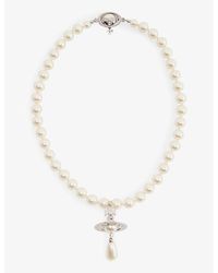 Vivienne Westwood Orb Silver-tone Brass And Faux-pearl Choker Necklace - White