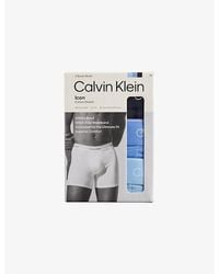 Calvin Klein - Icon Logo-Waistband Pack Of Three Stretch-Cotton Boxer Briefs - Lyst