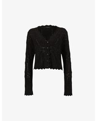 AllSaints - Vanessa Lace-embroidered Knitted Cardigan - Lyst