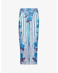 Jean Paul Gaultier - Striped Floral-print Stretch-woven Maxi Skirt - Lyst