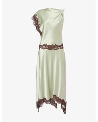 De La Vali - Adriana Asymmetric Satin Midi Dress - Lyst
