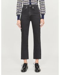 Sandro Jayn Cropped Straight-leg High-rise Stretch-denim Jeans - Black