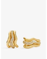 Missoma - Molten Snow Triple Small 18Ct Plated Brass And Cubic Zirconia Hoop Earrings - Lyst