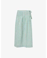 Damson Madder - Josie Checked Cotton Midi Skirt - Lyst