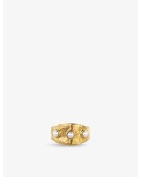 Monica Vinader - Capri 18Ct Vermeil And Triple Pearl Ring - Lyst