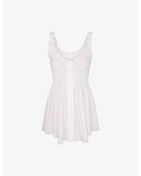 Skims - Poplin Apparel Smocked Cotton-Blend Mini Dress - Lyst