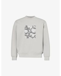 Emporio Armani - Degrade Alloy Brand-embroidered Relaxed-fit Stretch Cotton-blend Sweatshirt - Lyst