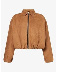 Magda Butrym - Cropped Elasticated-Hem Suede Jacket - Lyst
