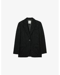 Sandro - Notched-Lapel Single-Breasted Woven Blazer - Lyst