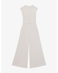 Reiss Inez Side-Stripe Woven Jumpsuit in Orange | Lyst