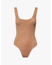 Hunza G - Square-Neck Seersucker Swimsuit - Lyst