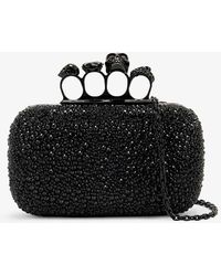 Alexander McQueen - Four-ring Crystal-embellished Leather Clutch Bag - Lyst