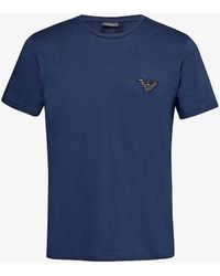 Emporio Armani - Logo-embroidered Relaxed-fit Cotton-jersey T-shirt X - Lyst