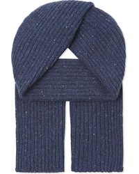 Gieves & Hawkes Donnegal Ribbed Cashmere Scarf - Blue